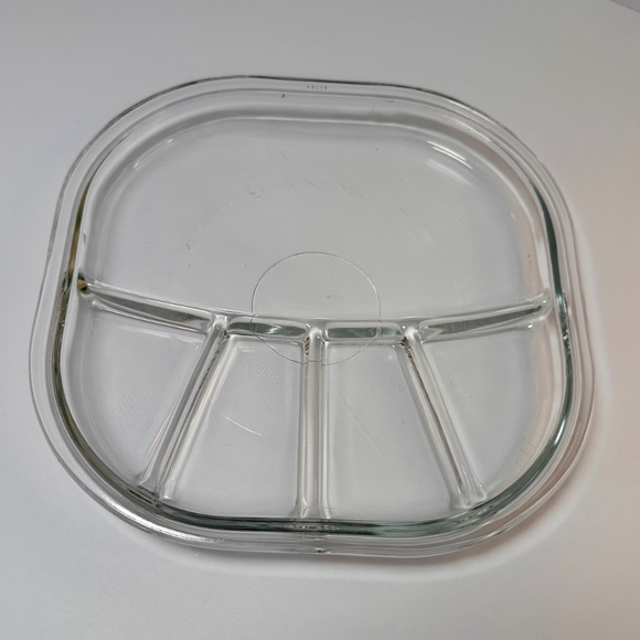 Set of 2 Vintage Clear Glass Divided Snack Plates โข Mid-Century Party Trays - Picture 3 of 4